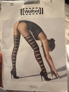 Wolford Black Strappy Cutout Thigh-Highs